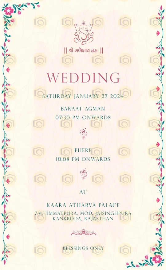 Classic Wedding Announcement Card Adorned With Lace Patterns And Muted Tones
